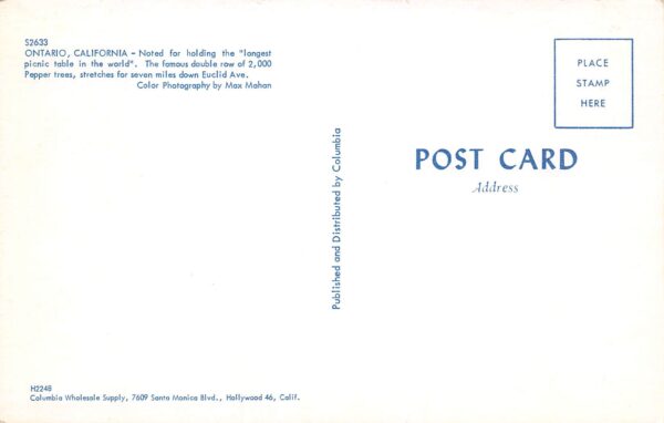 Ontario California Town View, Bank Of America, Chrome Vintage Postcard U14259 - Image 2