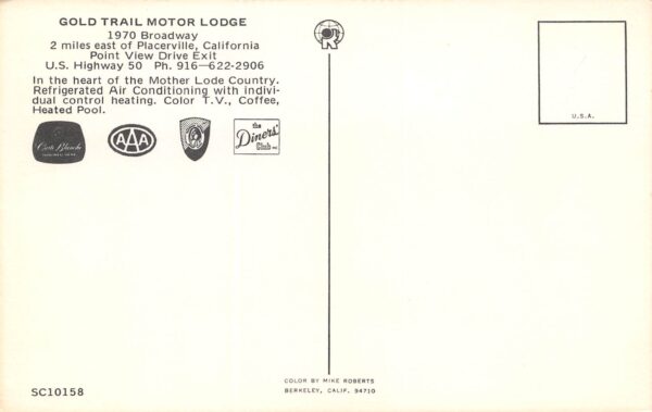 Placerville California Gold Trail Motor Lodge, Multi-View Chrome PC U14262 - Image 2