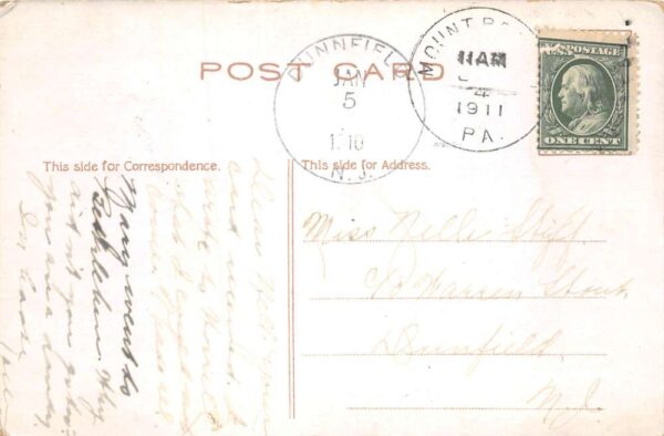 New Year Greetings Boy Flying Airplane Artist Signed Vintage Postcard AA74531 - Image 2