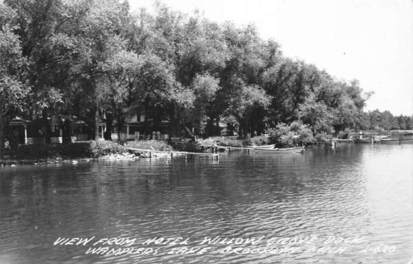 Brooklyn Michigan Wamplers Lake Hotel Willow Grove Dock Real Photo PC AA74595