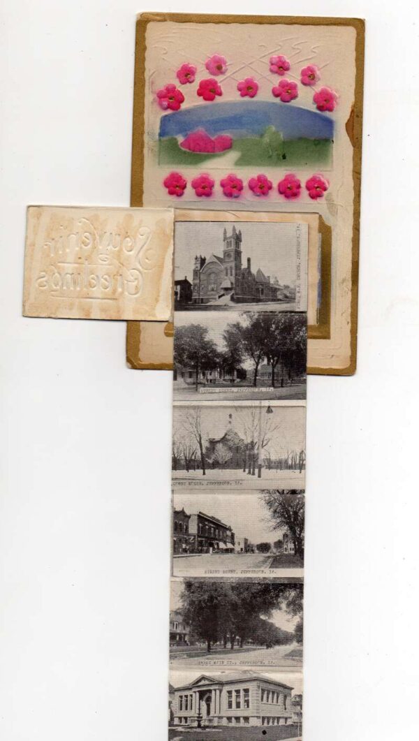 Jefferson Iowa Greetings Fold Out Views Embossed Airbrushed Postcard AA74596 - Image 4