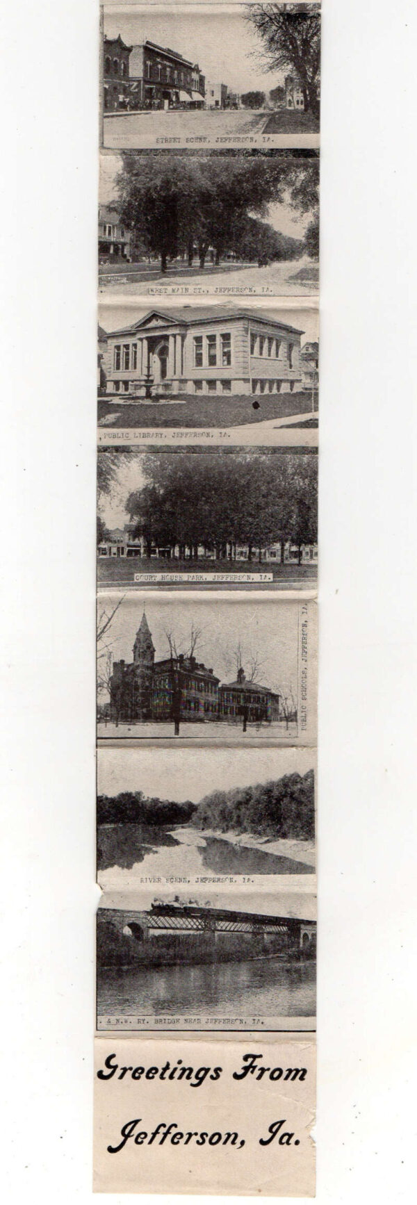 Jefferson Iowa Greetings Fold Out Views Embossed Airbrushed Postcard AA74596 - Image 5