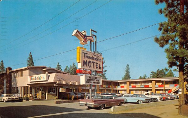 South Lake Tahoe California Tahoe Thunderbird Motel, Chrome Vintage PC U13099
