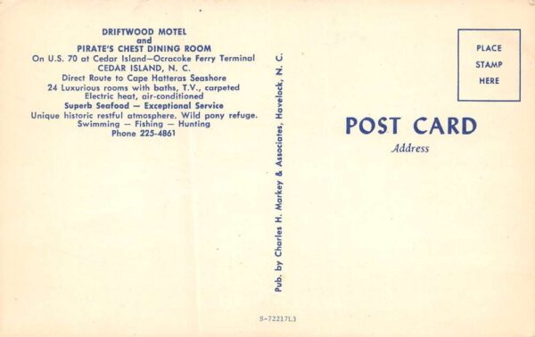 Cedar Island North Carolina Driftwood Motel & Pirate's Chest Dining Room PCU13111 - Image 2