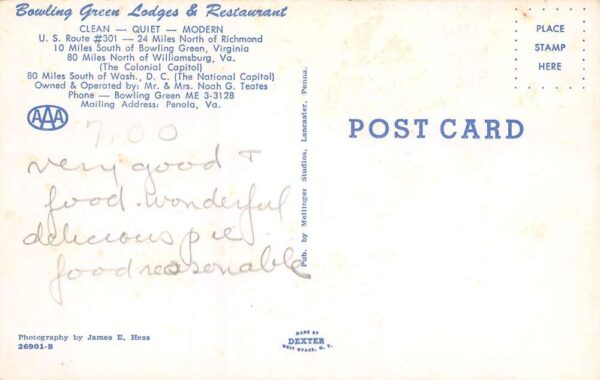 Penola Virginia Bowling Green Lodges & Restaurant,Multi-View Chrome PC U13114 - Image 2