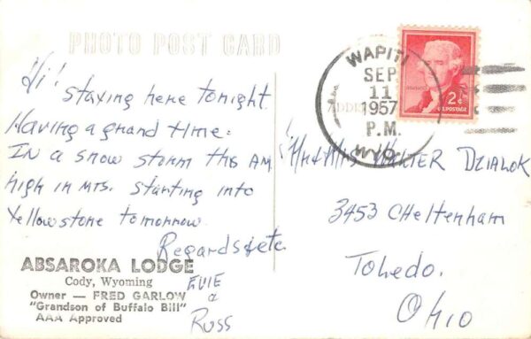 Cody Wyoming Absaroka Lodge Lounge Real Photo Postcard AA74637 - Image 2