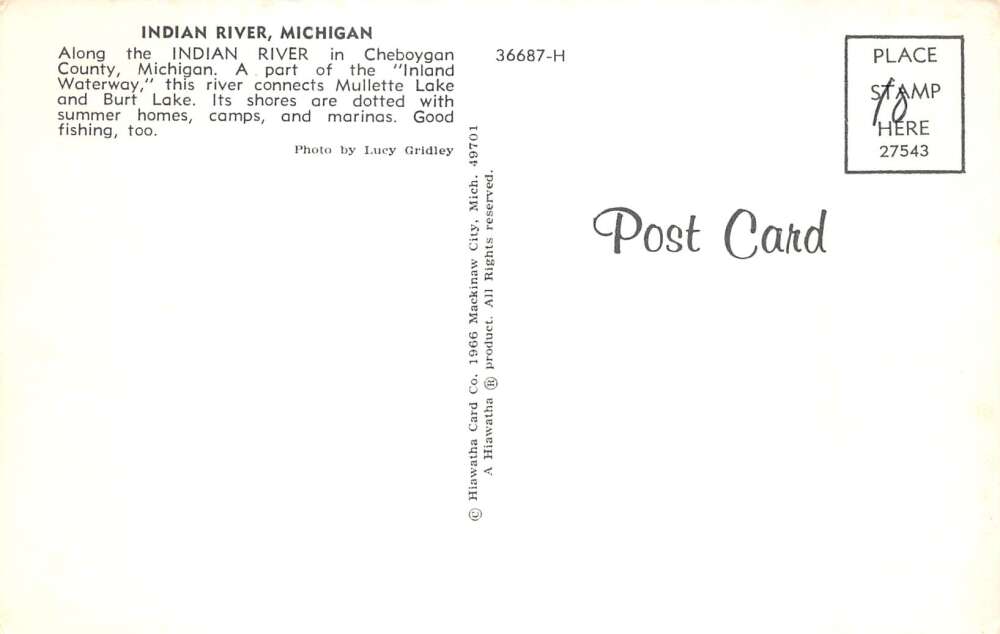 Indian River Michigan Harbor Boat Docks Vintage Postcard AA74661 - Image 2