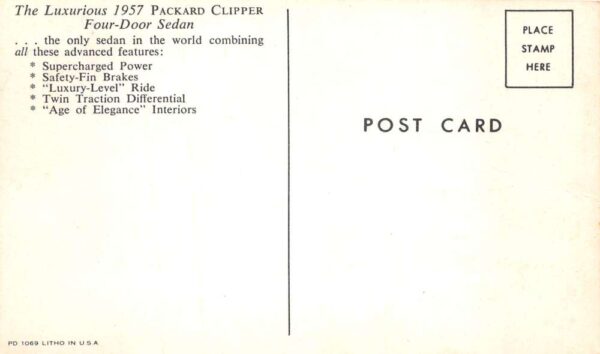 1957 Packard Clipper Four Door Sedan Car Advertising Vintage Postcard AA74461 - Image 2