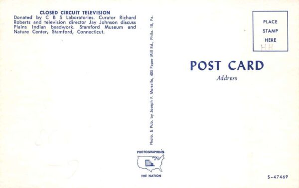 Stamford Connecitcut CBS Lab Indian Artwork Curator Vintage Postcard AA74464 - Image 2