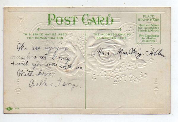 Coney Island Greetings Roses Flowers Glitter Vintage Postcard AA74489 - Image 2