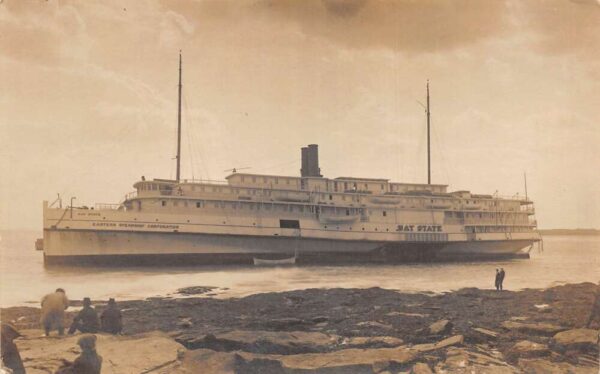 Cape Elizabeth Maine Steamer Bay State Shipwreck Real Photo Postcard AA79603