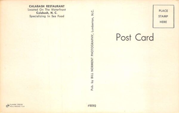 Calabash North Carolina Calabash Restaurant Coke Sign Vintage Postcard AA79817 - Image 2