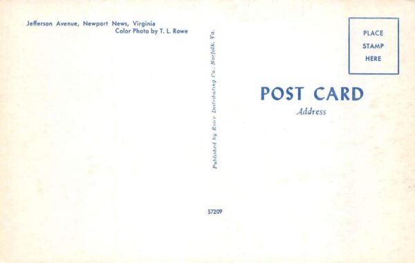Newport News Virginia Jefferson Avenue Business District Postcard AA79827 - Image 2