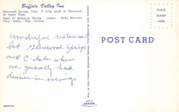 Glenwood Springs Colorado Buffalo Valley Inn Vintage Postcard AA79849 - Image 2