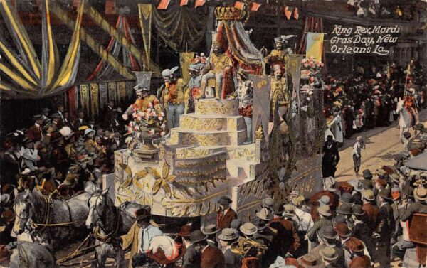 New Orleans Louisiana King Rex, Mardi Gras Day Parade Float, Vintage PC U16419