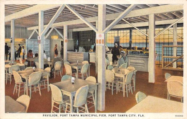 Port Tampa City Florida Pavilion, Port Tampa Municipal Pier, Vintage PC U16445