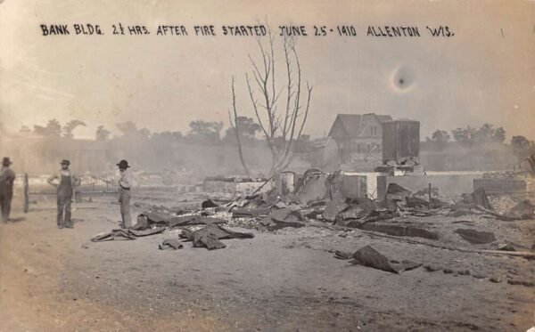 Allenton Wisconsin Bank After Fire Disaster Real Photo Vintage Postcard AA79870