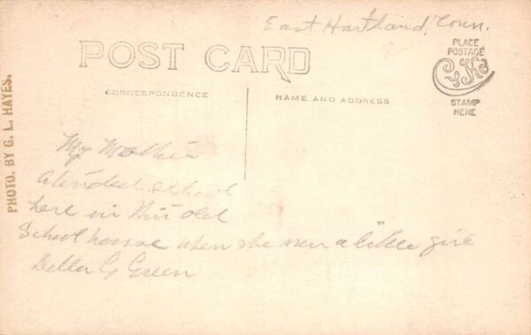 East Hartland Connecticut Stone School House Real Photo Vintage Postcard AA82978 - Image 2
