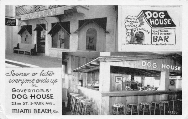 Miami Beach Florida Governors Dog House Bar Vintage Postcard AA82988