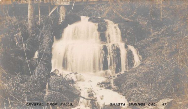 Shasta Springs California Crystal Drop Falls Scenic View Real Photo PC AA83000
