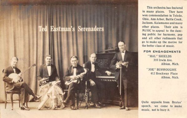 Albion Michigan Ted Eastmans Serenaders Orchestra Music Real Photo PC AA83007
