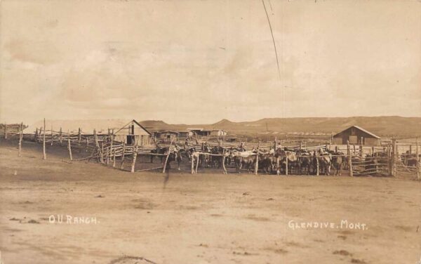 Glendive Montana Ranch Farming Scene Horses Real Photo Postcard AA83173