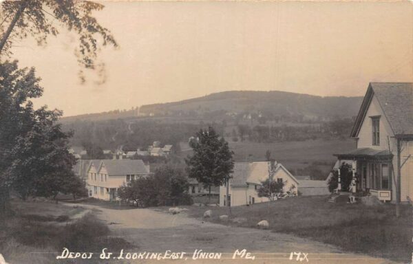 Union Maine Depot Street Looking East Real Photo Postcard AA83193