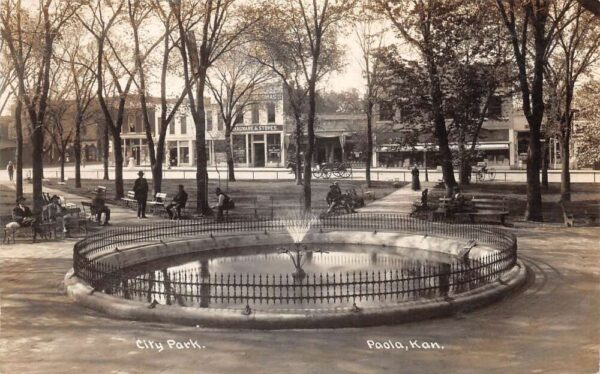 Paola Kansas City Park Fountain Real Photo Postcard AA83195