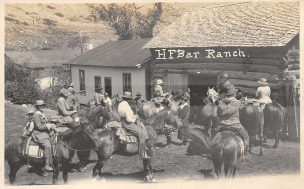 Saddlestring Wyoming ? HF Bar Ranch Horse Riding and Lodge Real Photo PC AA83201