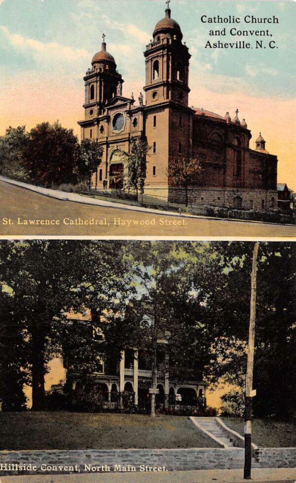 Asheville North Carolina Catholic Church and Convent Vintage Postcard AA83244