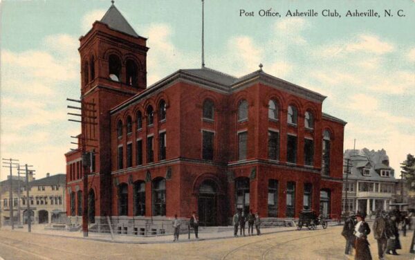 Asheville North Carolina Asheville Club and Post Office Vintage Postcard AA83251