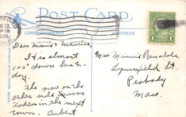 Simsbury Connecticut Greetings Scenic View Vintage Postcard AA83276 - Image 2