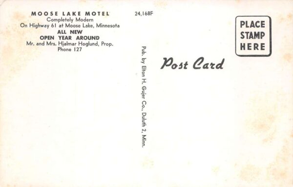 Moose Lake Minnesota Moose Lake Motel Vintage Postcard AA83284 - Image 2