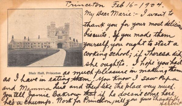 Princeton New Jersey Blair Hall, Princeton University,Private Mailing Card, U17840