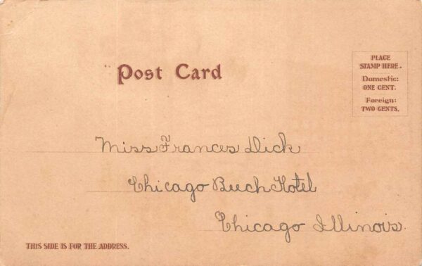 Chicago Illinois Hyde Park Hotel, Undivided Back, Vintage Postcard U17851 - Image 2