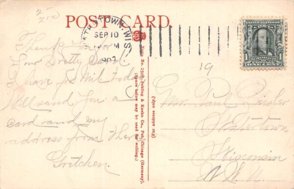 Merrill Wisconsin Dam At Dalles of the Prairie, Vintage Postcard U17855 - Image 2
