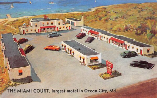 Ocean City Maryland The Miami Court, Chrome, Vintage Postcard U17865