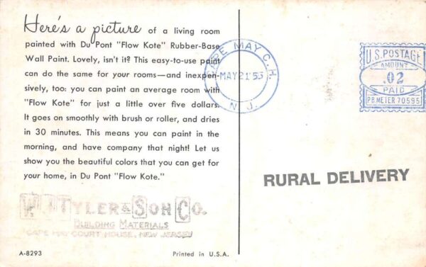 Cape May New Jersey Tyler Hardware Store DuPont House Paint Ad Postcard AA83367 - Image 2