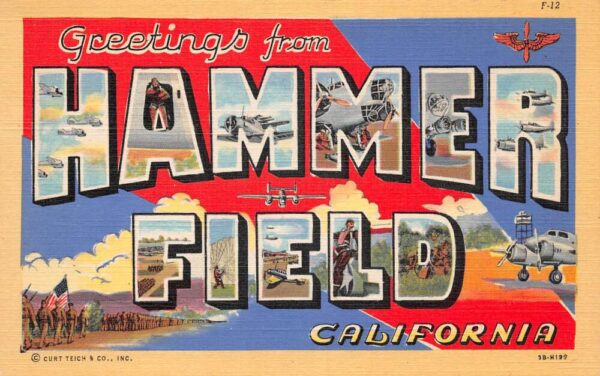 Hammer Field California Greetings Large Letter Linen Vintage Postcard AA83369