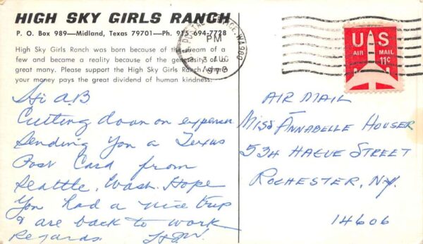 Midland Texas High Sky Girls Ranch Orphanage Vintage Postcard AA83372 - Image 2