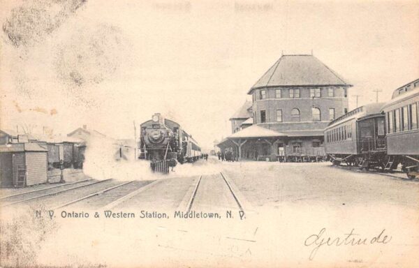 Middletown New York NY Ontario and Western Train Station Postcard AA83375