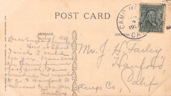 Camp Meeker California Rustic Bridge, Near Lower Lake, Vintage Postcard U17885 - Image 2