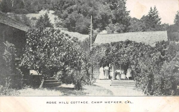 Camp Meeker California Rose Hill Cottage, B/W Lithograph Vintage Postcard U17887