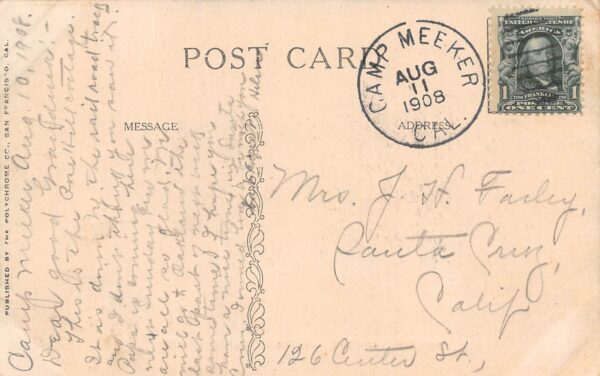 Camp Meeker California Rose Hill Cottage, B/W Lithograph Vintage Postcard U17887 - Image 2