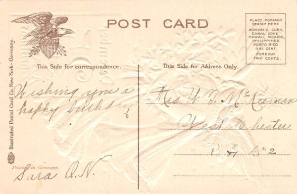 "December 25, A Merry Christmas", Angel With Tree, Vintage Postcard U17894 - Image 2