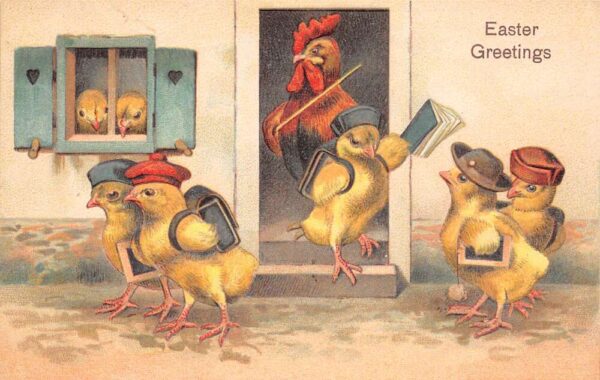 "Easter Greetings", Little Chicks At Schoolhouse, Student Chicks, PC U17903