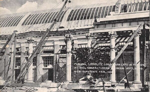 New York Placing Corinthian Caps, Liberal Arts Bldg., NY State Fair 1908,PC U17910