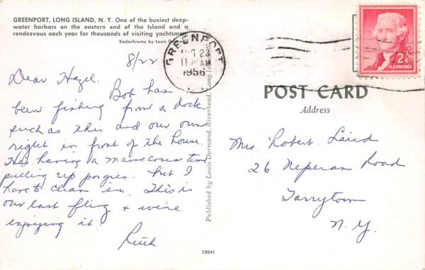 Long Island New York Greenport Harbor, Chrome, Vintage Postcard U17932 - Image 2