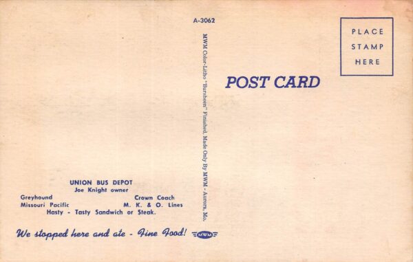 Lebanon Missouri Union Bus Depot, Multi-View Linen, Vintage Postcard U17954 - Image 2
