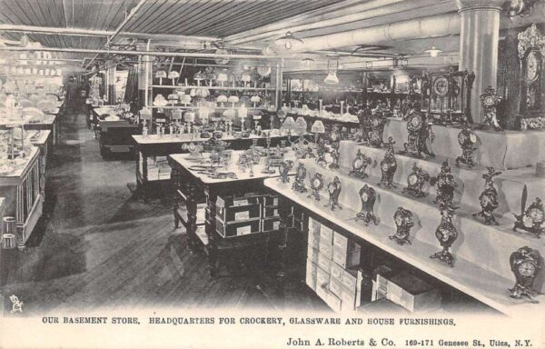 Utica New York John A Roberts Dept Store Glassware Tuck Postcard AA83433